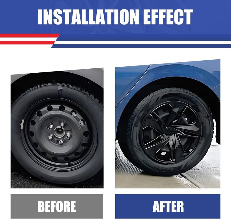 Winjet Wheel Covers for Honda Civic Sedan 2016-2026 16" Hubcaps [2016 2017 2018 2019 2020 2021 2022 2023 2024 2025 2026 Honda Civic Sedan] Hubcaps, [Only Fit Iron Hub - Steel Wheel] (Black Lacquer) - Image 2
